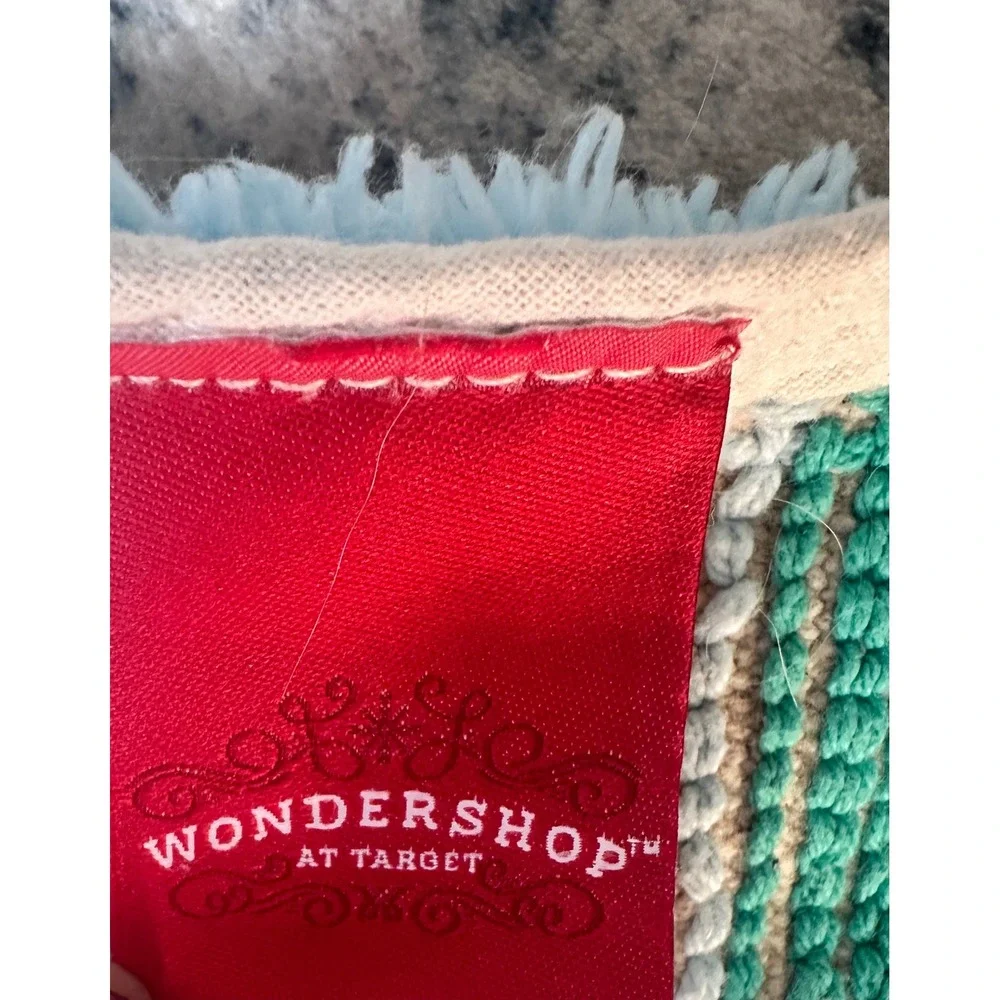 Wondershop Target Winter Village Tufted Cotton Bath Rug Blue Green Houses Star